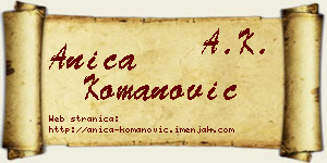 Anica Komanović vizit kartica